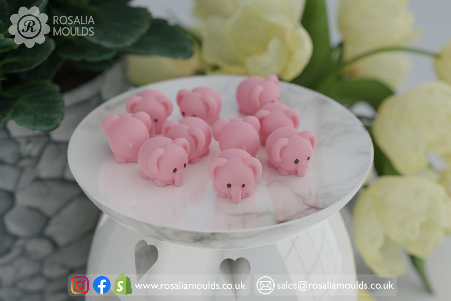'Cute Smaller Elephant' 10 Cavity Wax Melt Mould