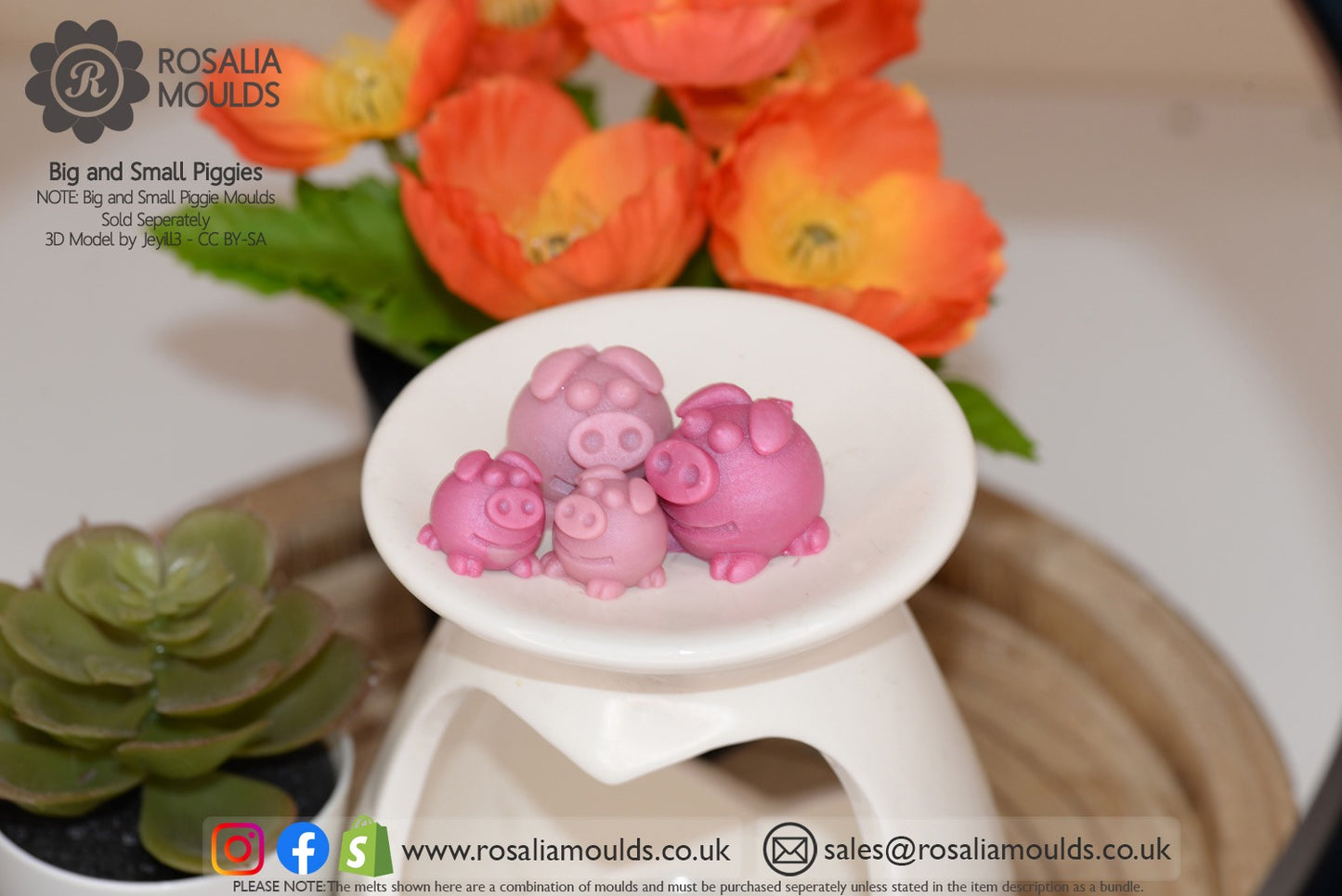 'Cute small Piggy' 10 Cavity Wax Melt Mould