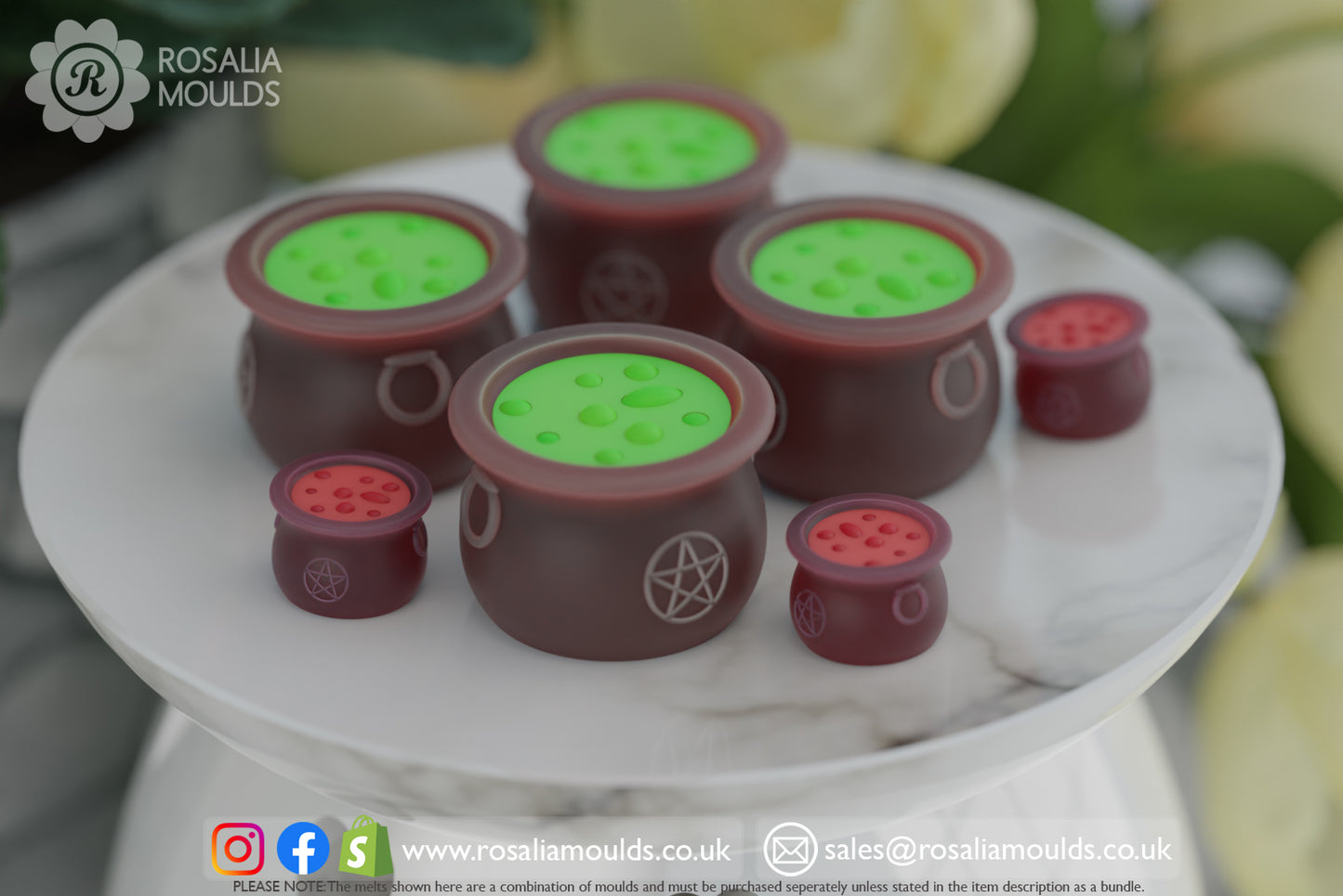 Large 3D Cauldrons 4 Cavity Wax Melt Mould