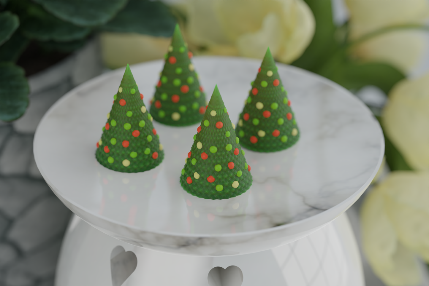 Large Christmas Trees 4 Cavity Wax Melt Mould