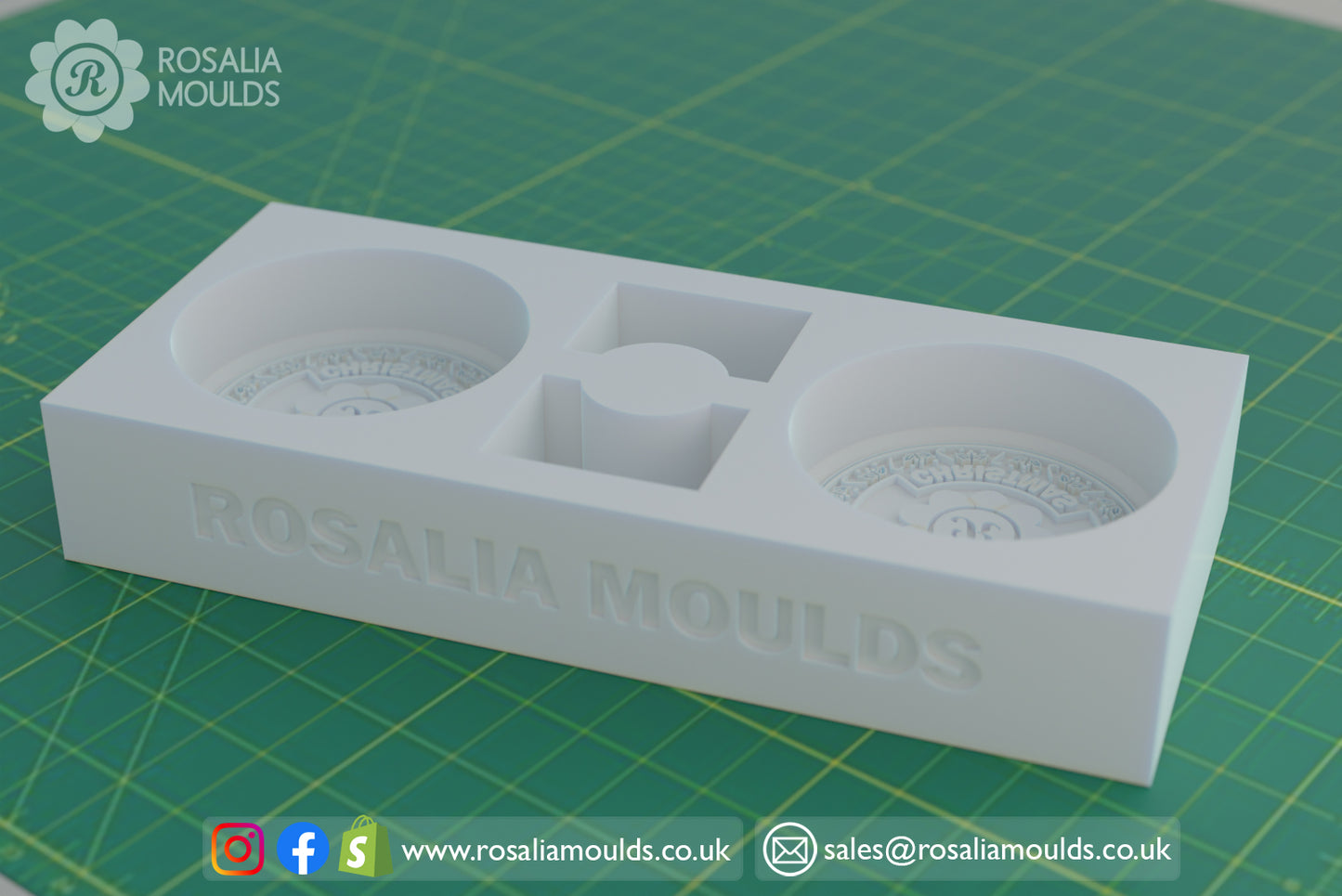 Customisable Christmas 'Sample' 40mm Round Dual Wax Melt Mould