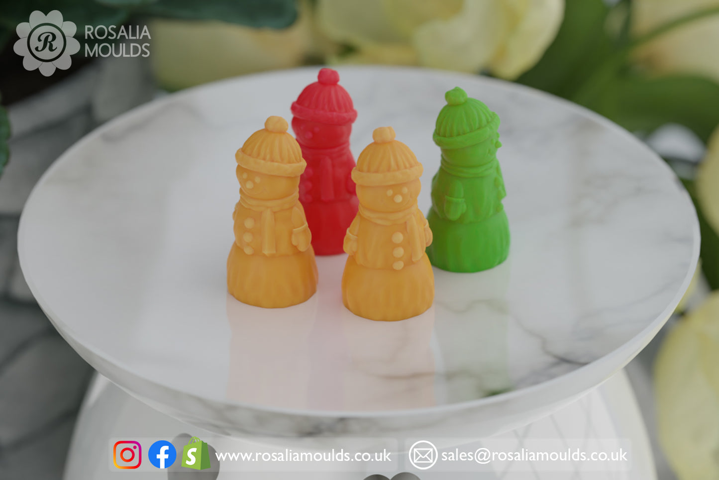 Christmas 3D Snowman 4 Cavity Wax Melt Mould