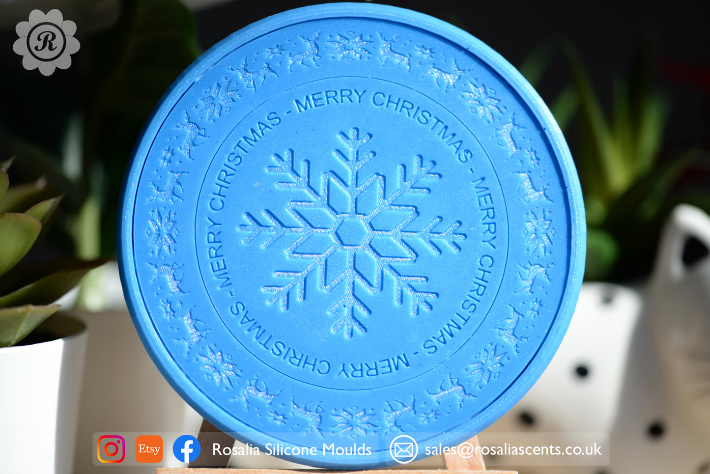 Merry Christmas' Snowflake Round 100mm Snap Bar Mould