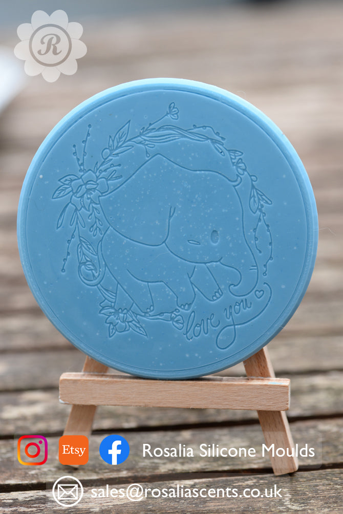 "Love You" Elephant Round 100mm Snap Bar Mould