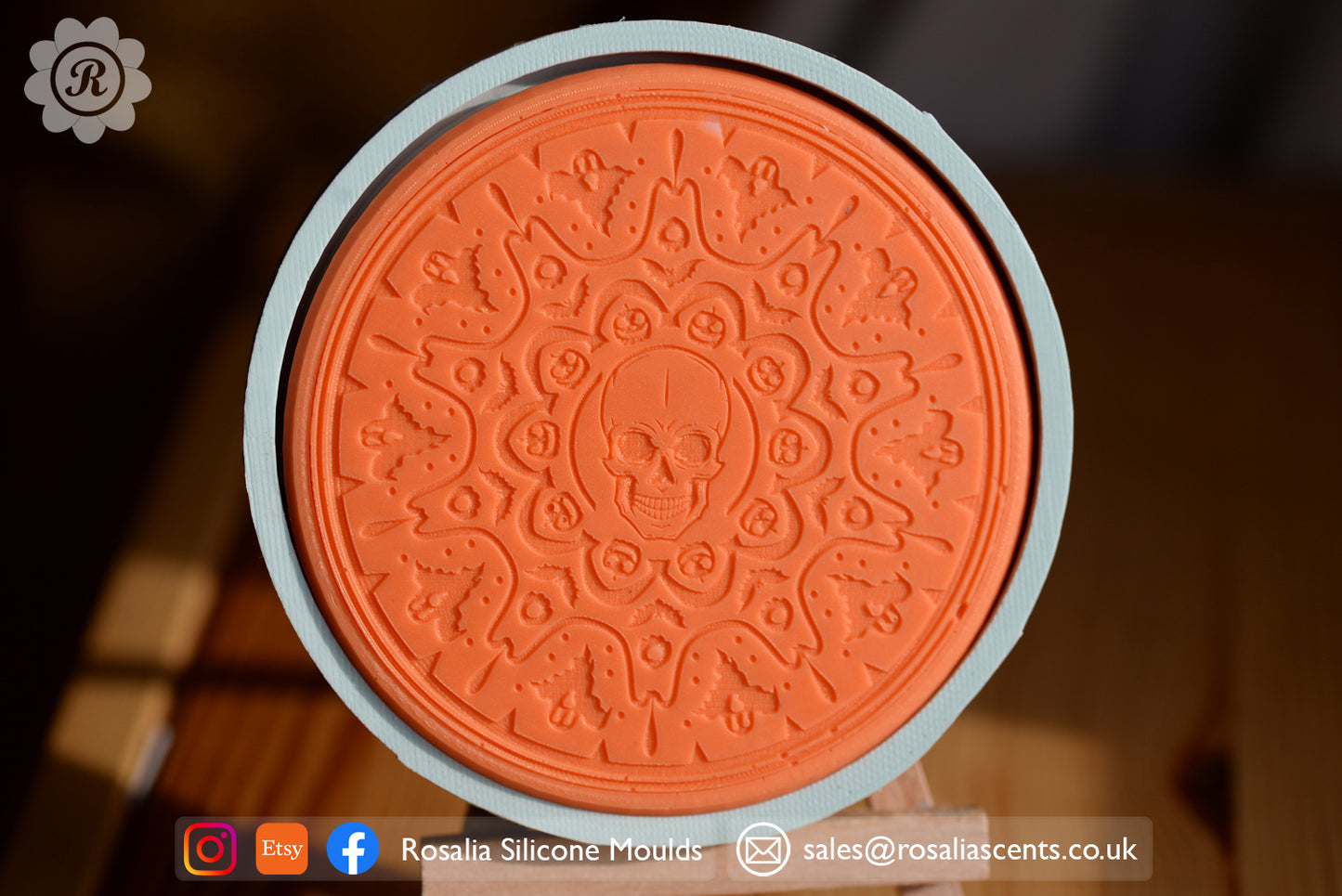 Halloween Skull Mandala Style Round 100mm Snap Bar Mould