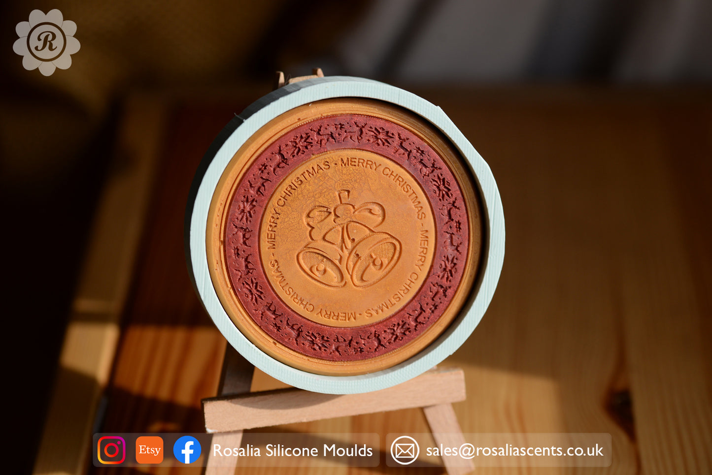 Merry Christmas Bells Round 80mm Snap Bar Mould