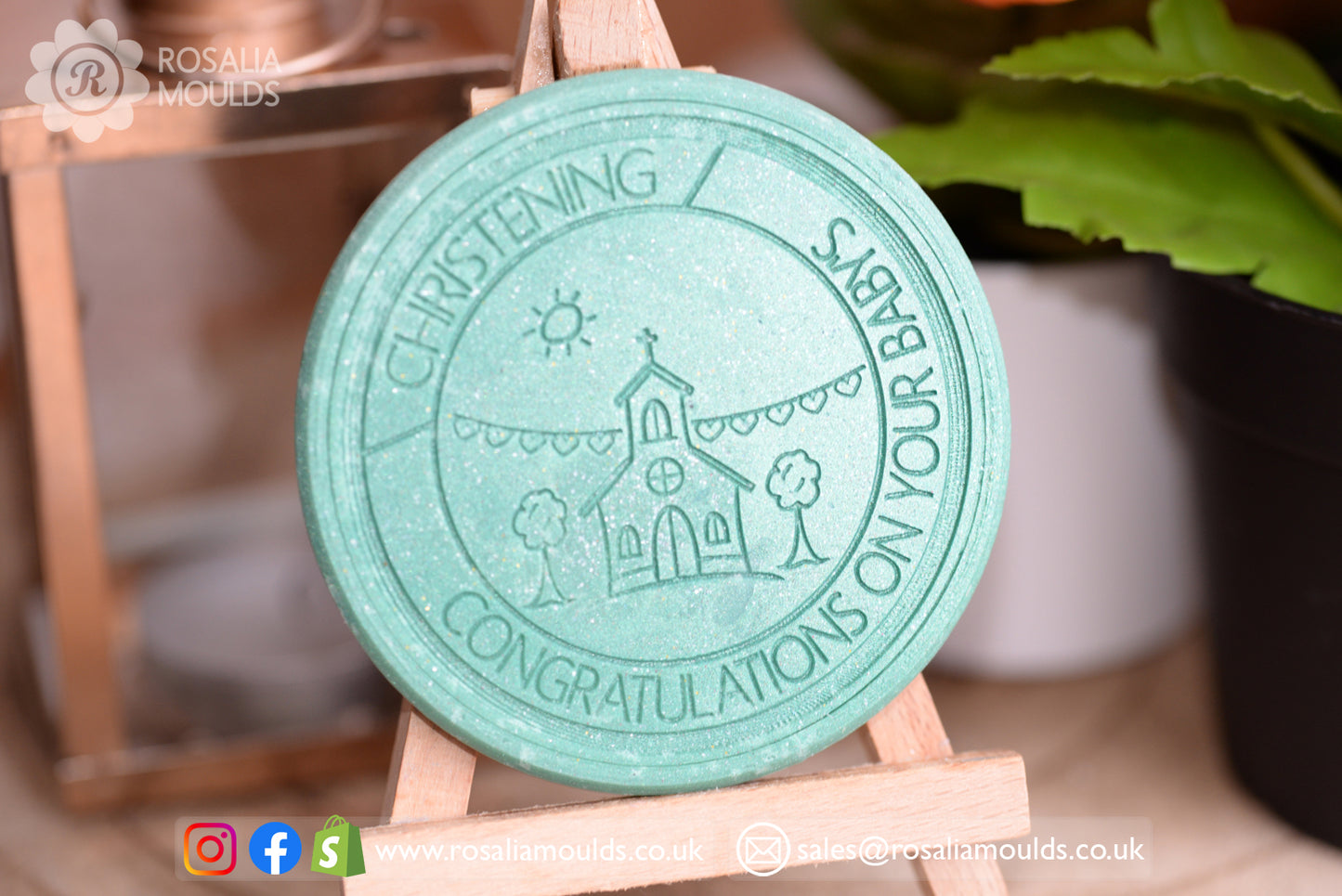 'Congratulations Baby Christening' Round 80mm Snap Bar