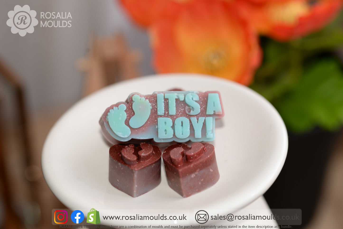 'IT's A GIRL!' and 'IT's A BOY!' 10 Cavity Wax Melt Mould