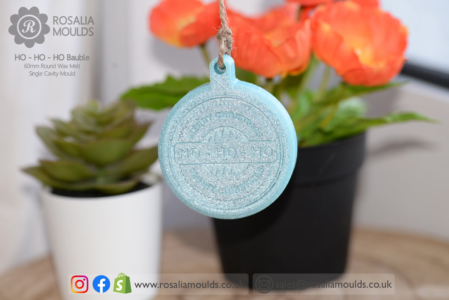 Christmas 'HO - HO - HO' Bauble Style 60mm Round Snap Bar Mould