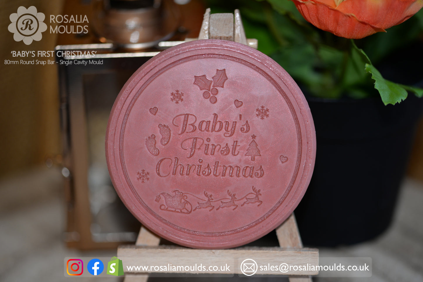 'Baby's First Christmas' 80mm Round Snap Bar Mould