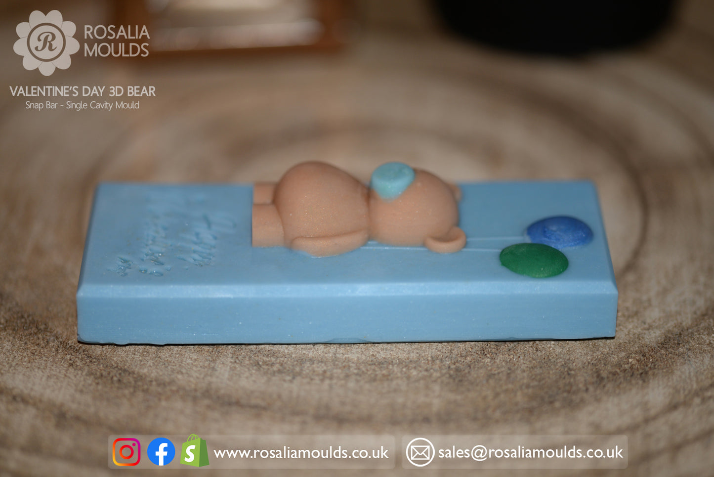 Valentine's 'Bear with Balloons' 3D Snap Bar Mould