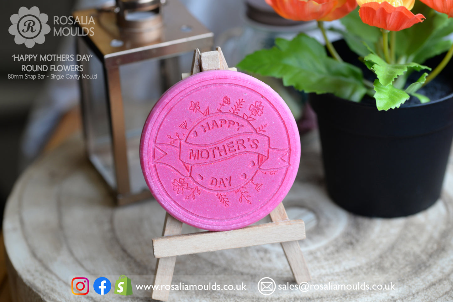 'Happy Mothers Day' Flowers Round 80mm Snap Bar