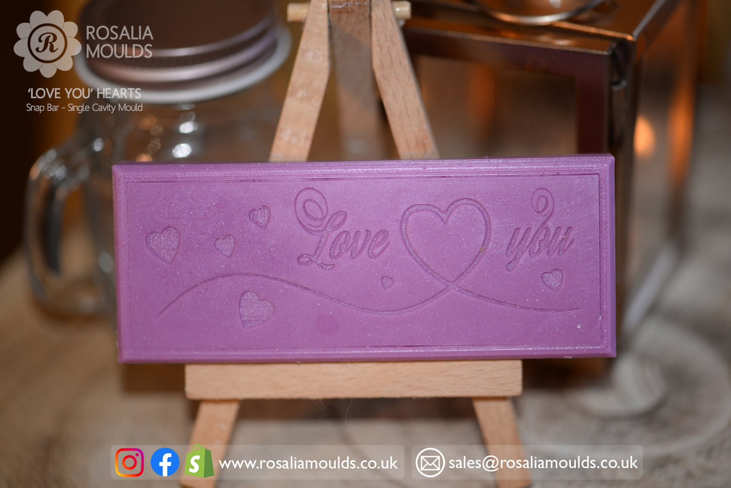 'Love You' Hearts Snap Bar Mould