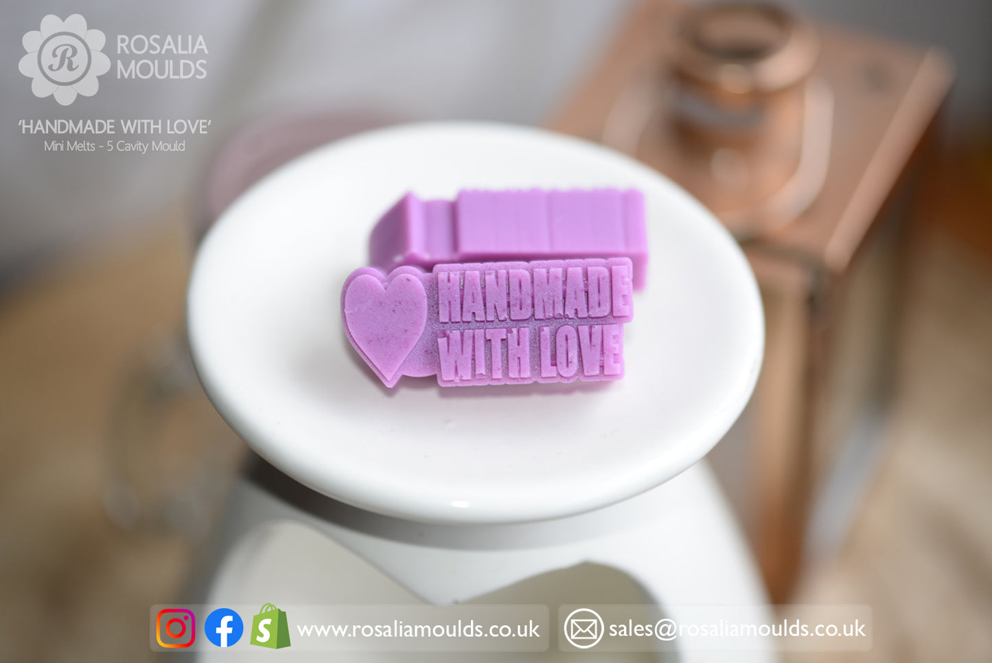 'HANDMADE WITH LOVE' 5 Cavity Wax Melt Mould