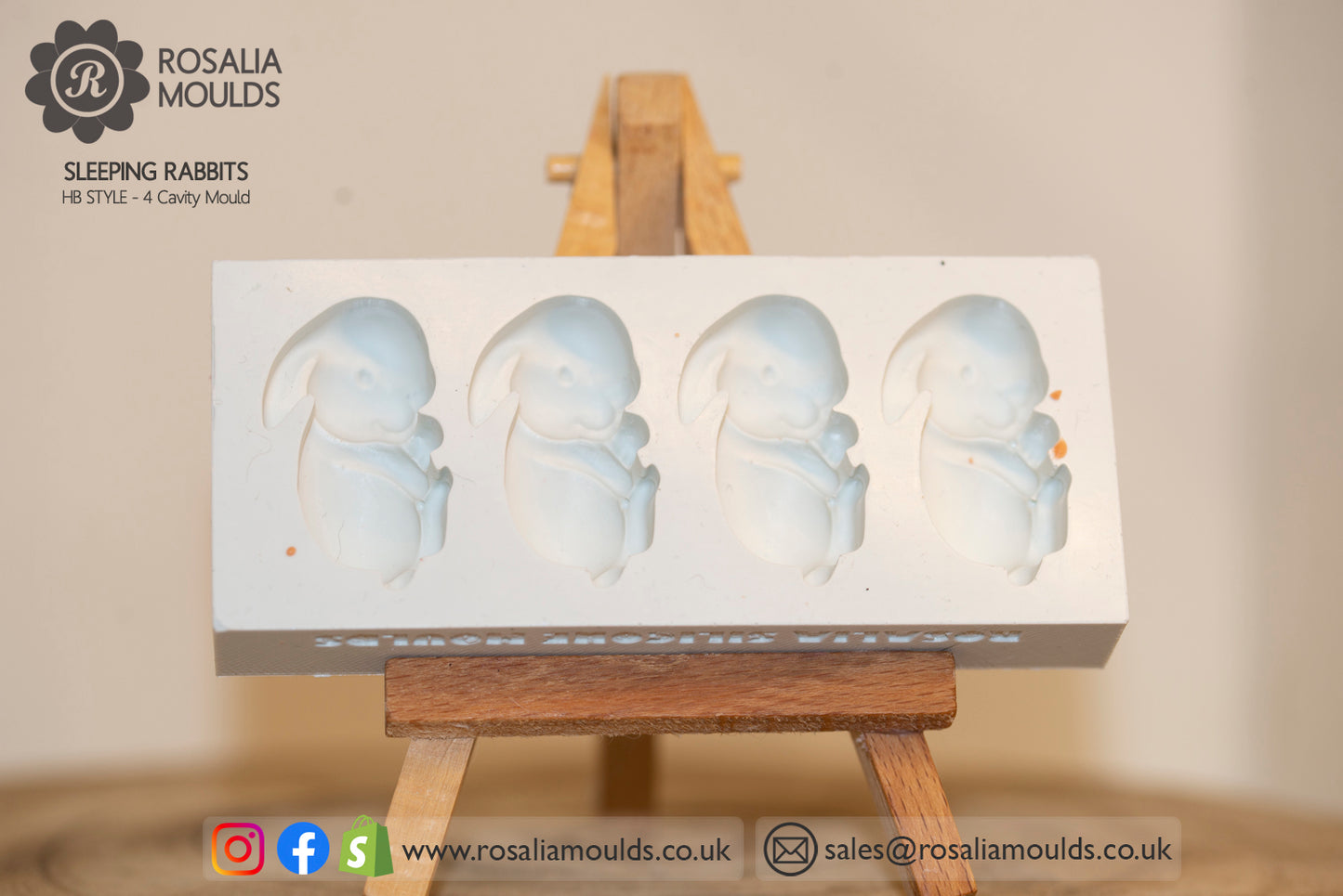 'Sleeping Rabbits' 4 Cavity Wax Melt Mould