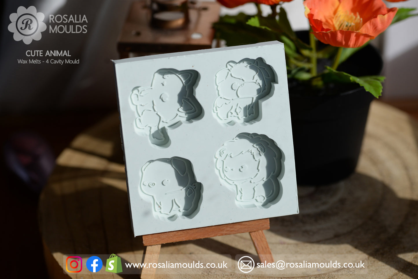 'Cute Animals' 4 Cavity Wax Melt Mould