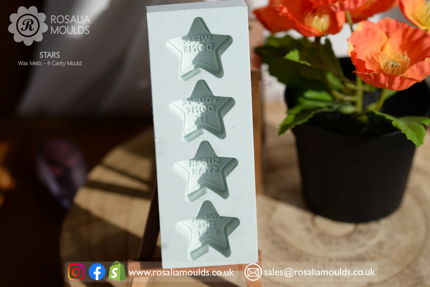'Stars' 4 Cavity Wax Melt Mould