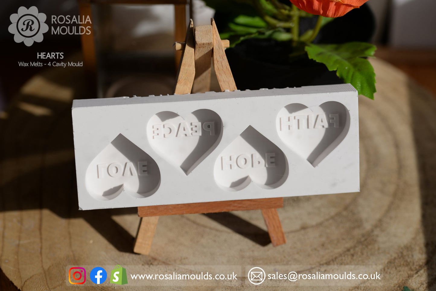 'Hearts' 4 Cavity Wax Melt Mould