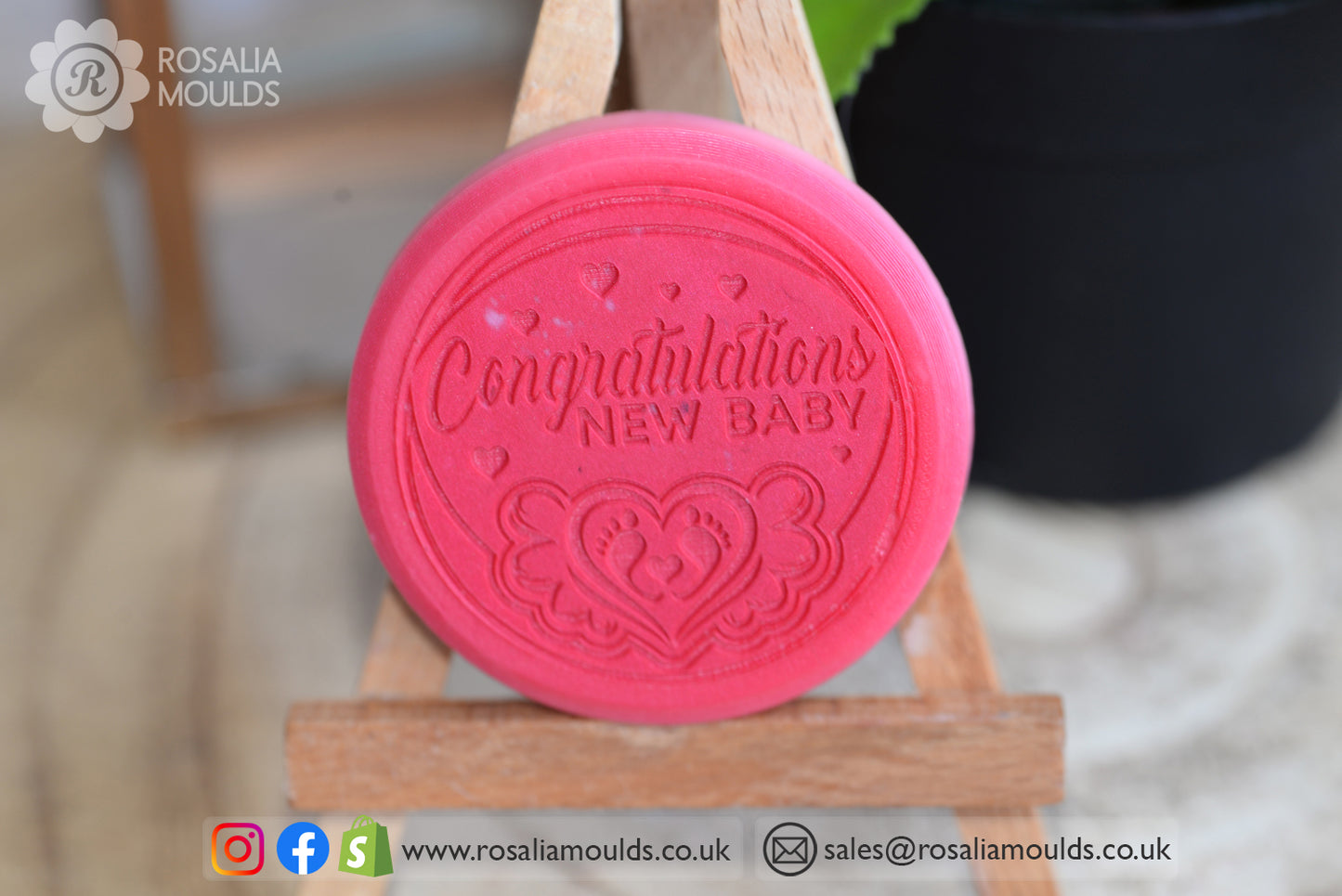Congratulations 'New Baby' 60mm Round Mould