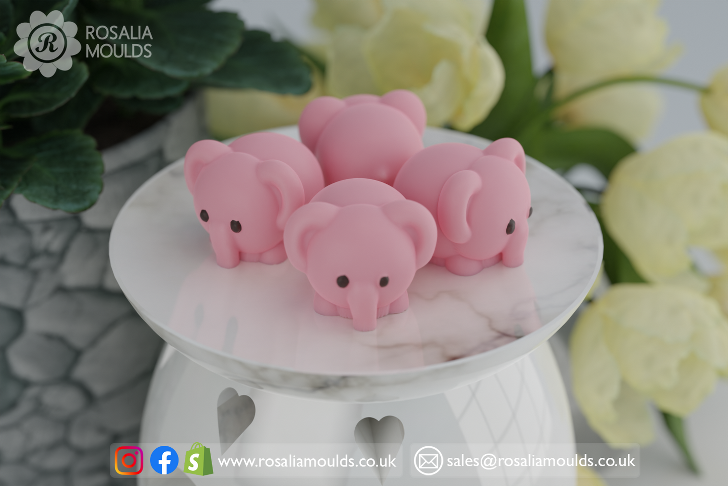 'Elephant' 4 Cavity Wax Melt Mould