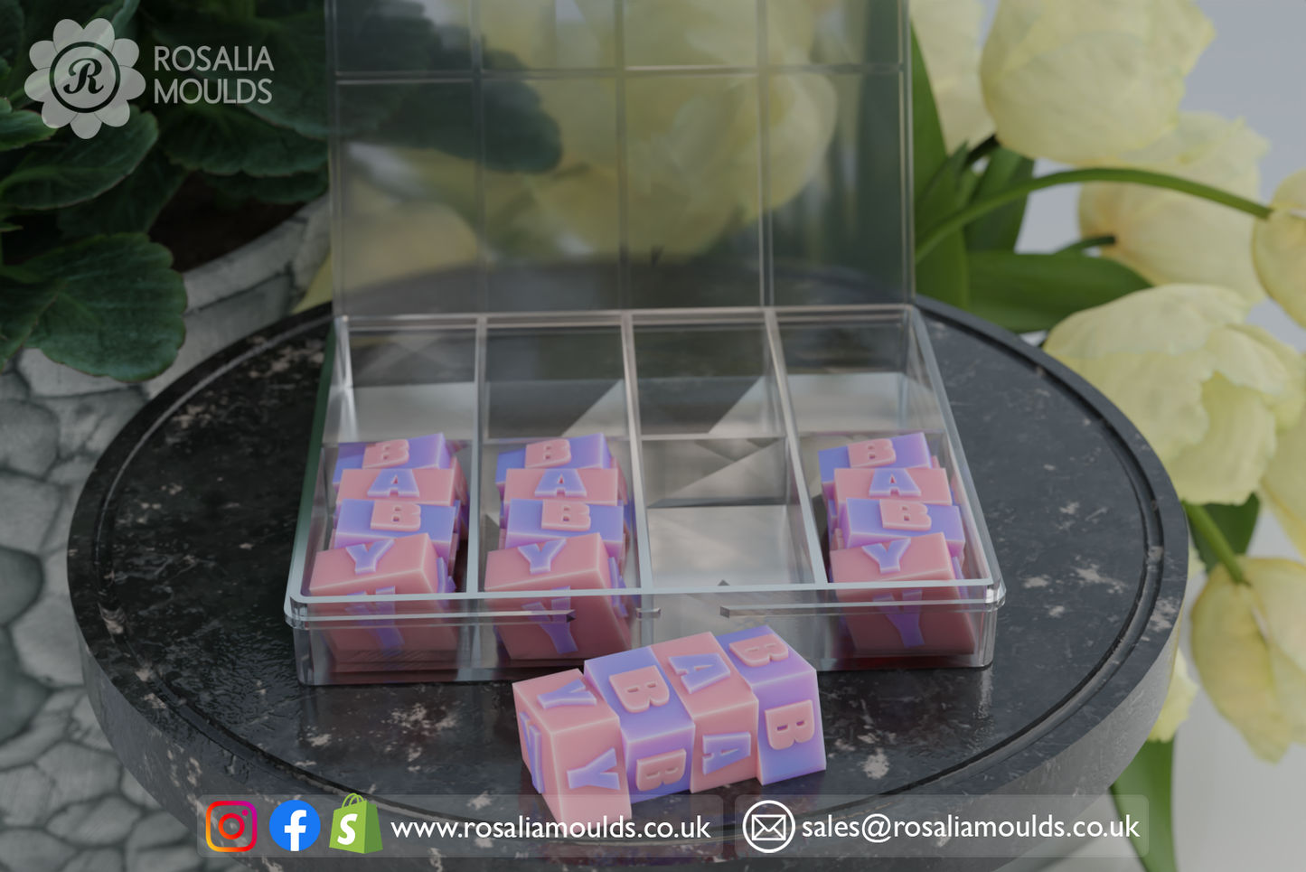'B-A-B-Y' Baby Blocks HB Style 4 Cavity Mould