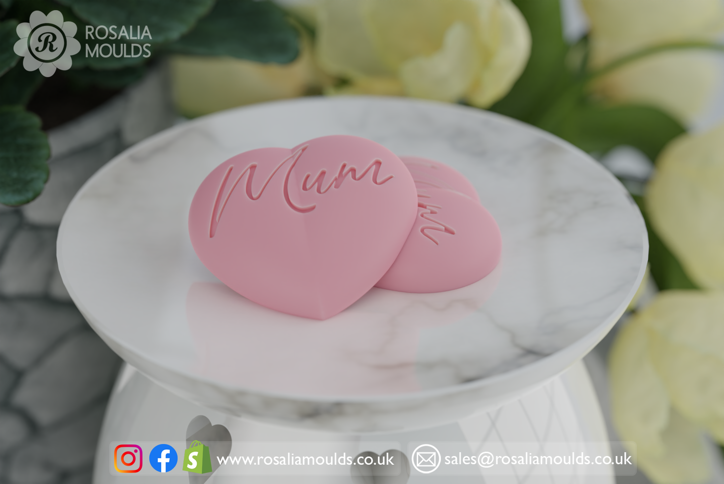 'Mum Hearts' 2 Cavity Wax Melt Mould