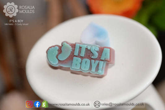 'IT's A BOY!' 5 Cavity Wax Melt Mould