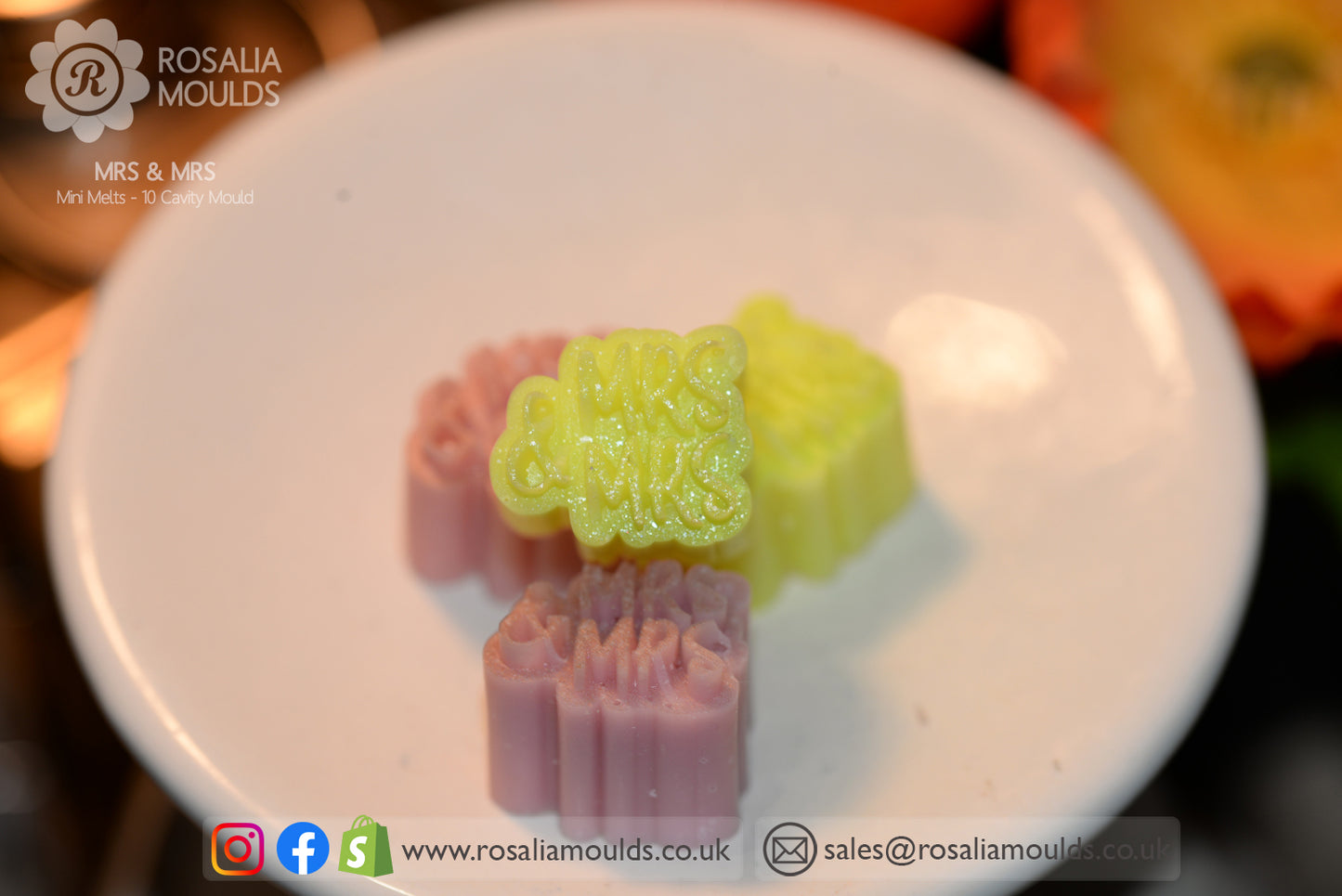 Wedding 'MRS & MRS' 10 Cavity Wax Melt Mould