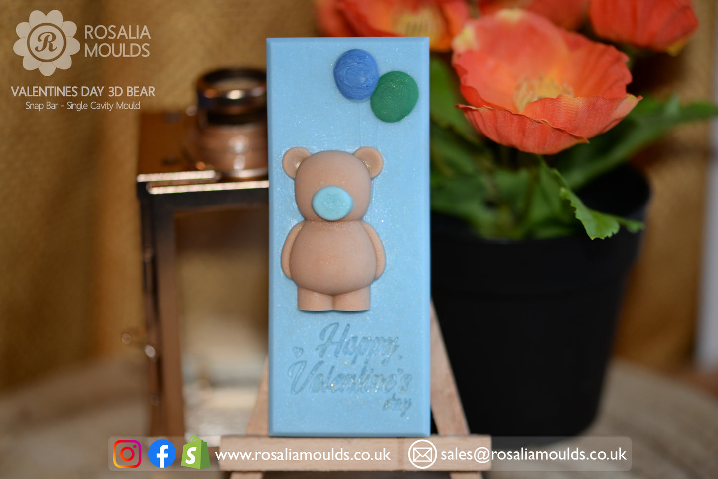 Valentine's 'Bear with Balloons' 3D Snap Bar Mould