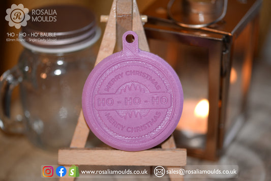Christmas 'HO - HO - HO' Bauble Style 60mm Round Snap Bar Mould