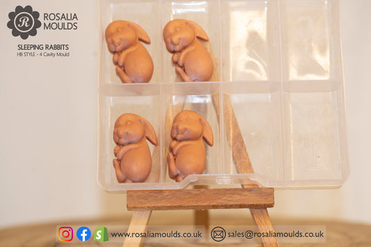 'Sleeping Rabbits'  4 Cavity Wax Melt Mould