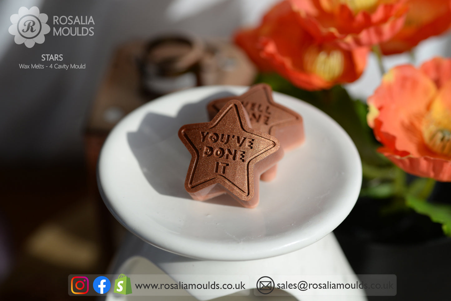 'Stars' 4 Cavity Wax Melt Mould