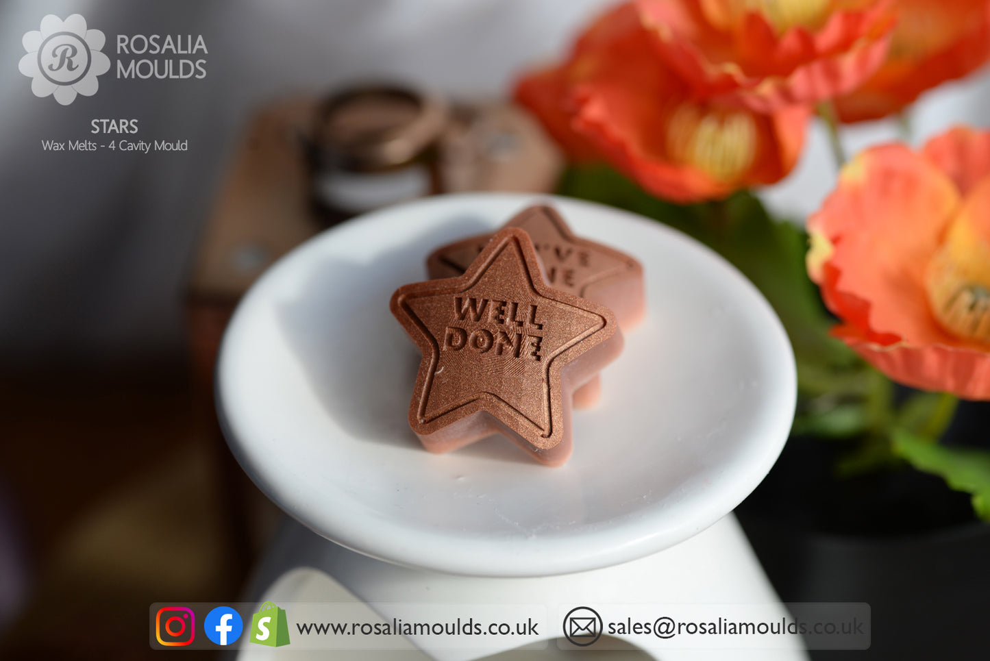 'Stars' 4 Cavity Wax Melt Mould