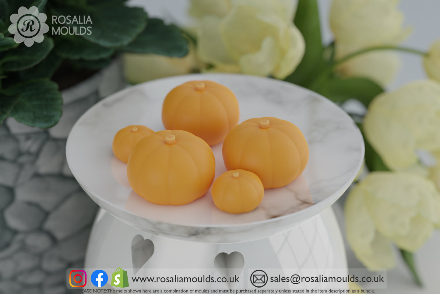 3D Pumpkin without Faces 10 Cavity Wax Melt Mould